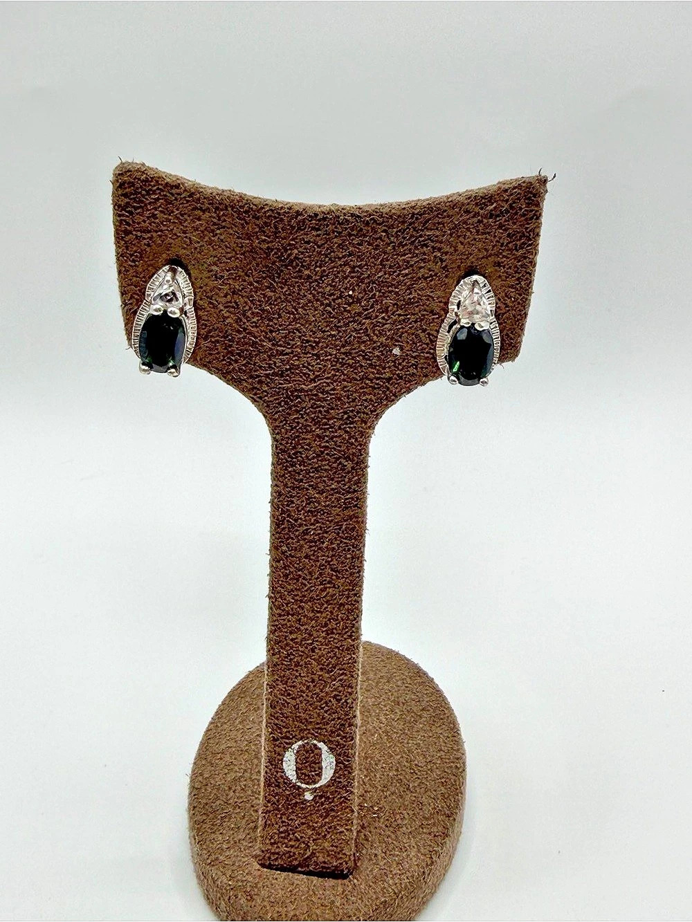Green Gemstone Sterling Silver Earrings Like New